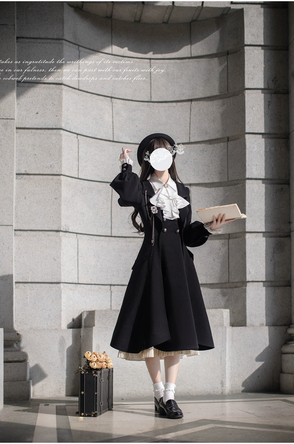 【予約販売】英国風ダブルブレストブラックコート