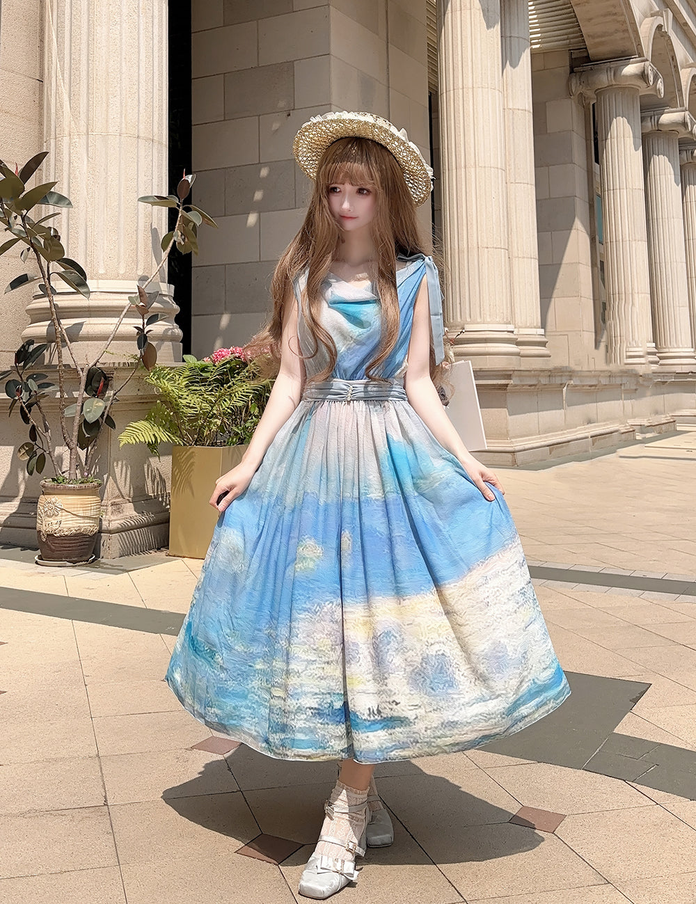 【予約販売】Elegance Greek 油彩画風プリントジャンパースカート・新色