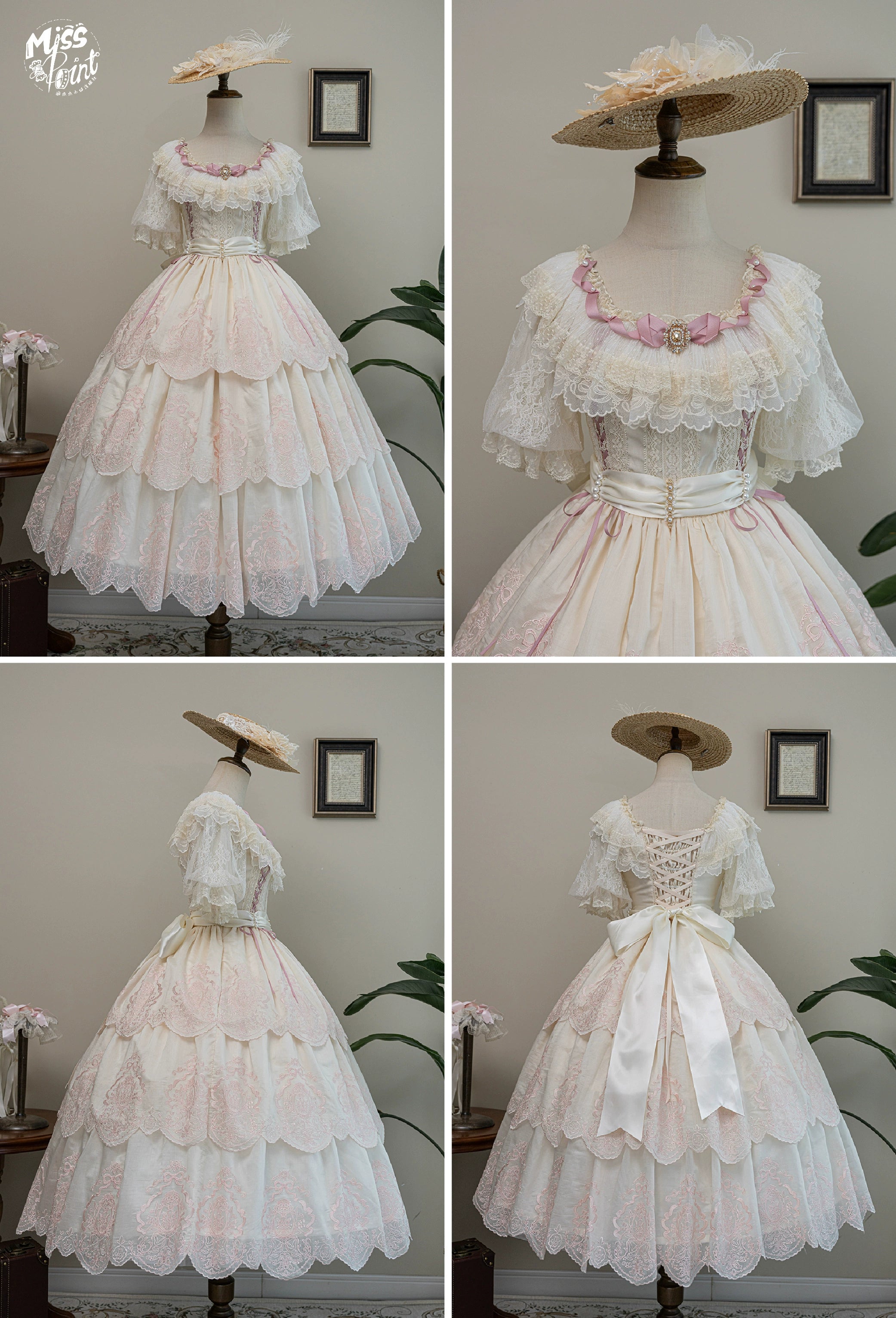 【予約販売】Noble Garden 付け袖付き刺繍ワンピース