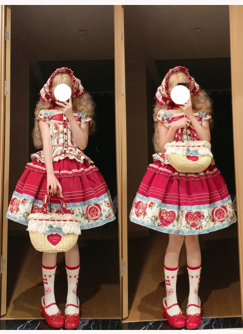 [Sale period ended] Apple Paradise tops and skirt set/short length