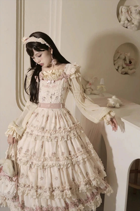 Roses Bouquet French Frill Sleeve Jumper Skirt