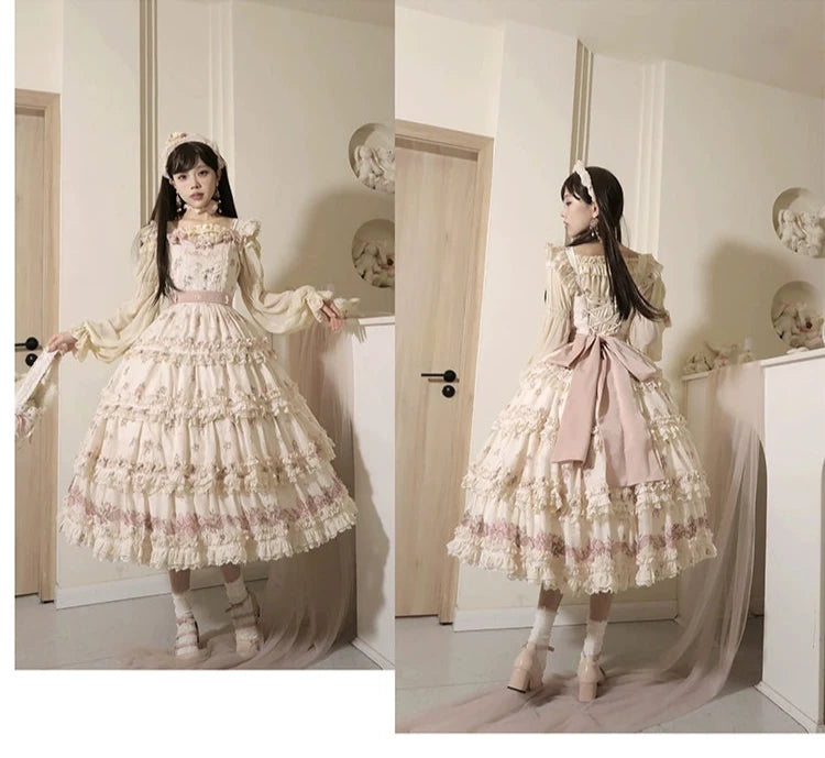 Roses Bouquet French Frill Sleeve Jumper Skirt