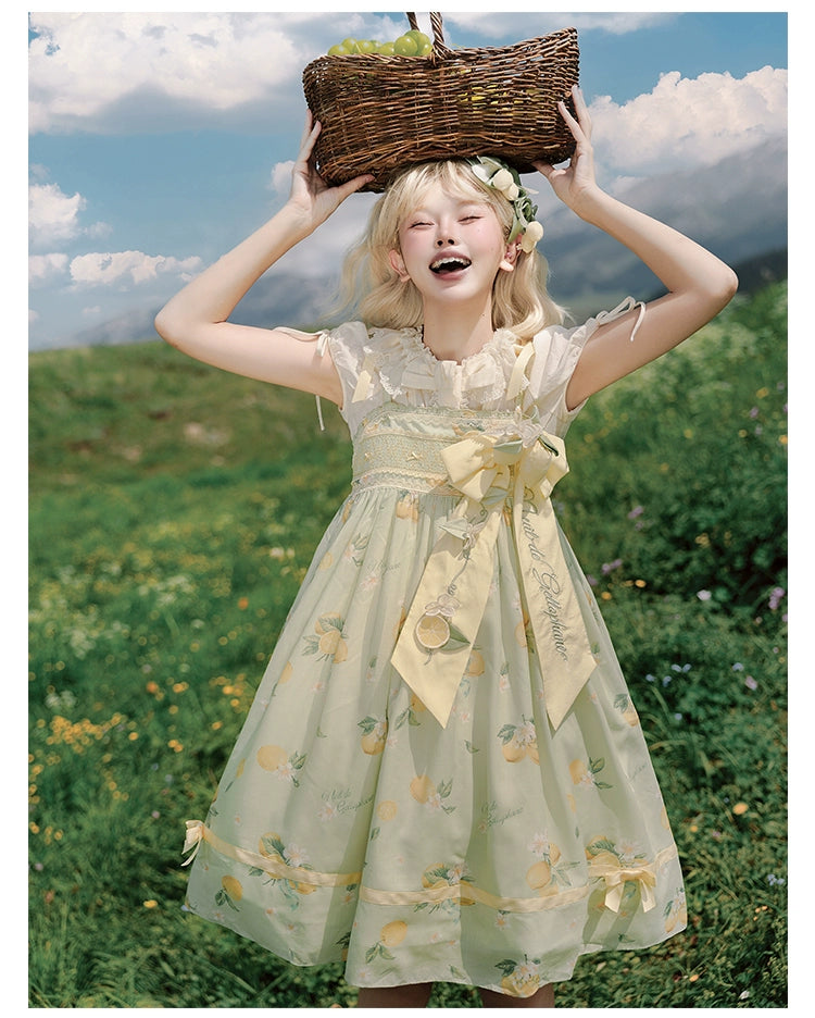 【受注予約7/16まで】Limone Town カントリー風ハイウエストジャンパースカート