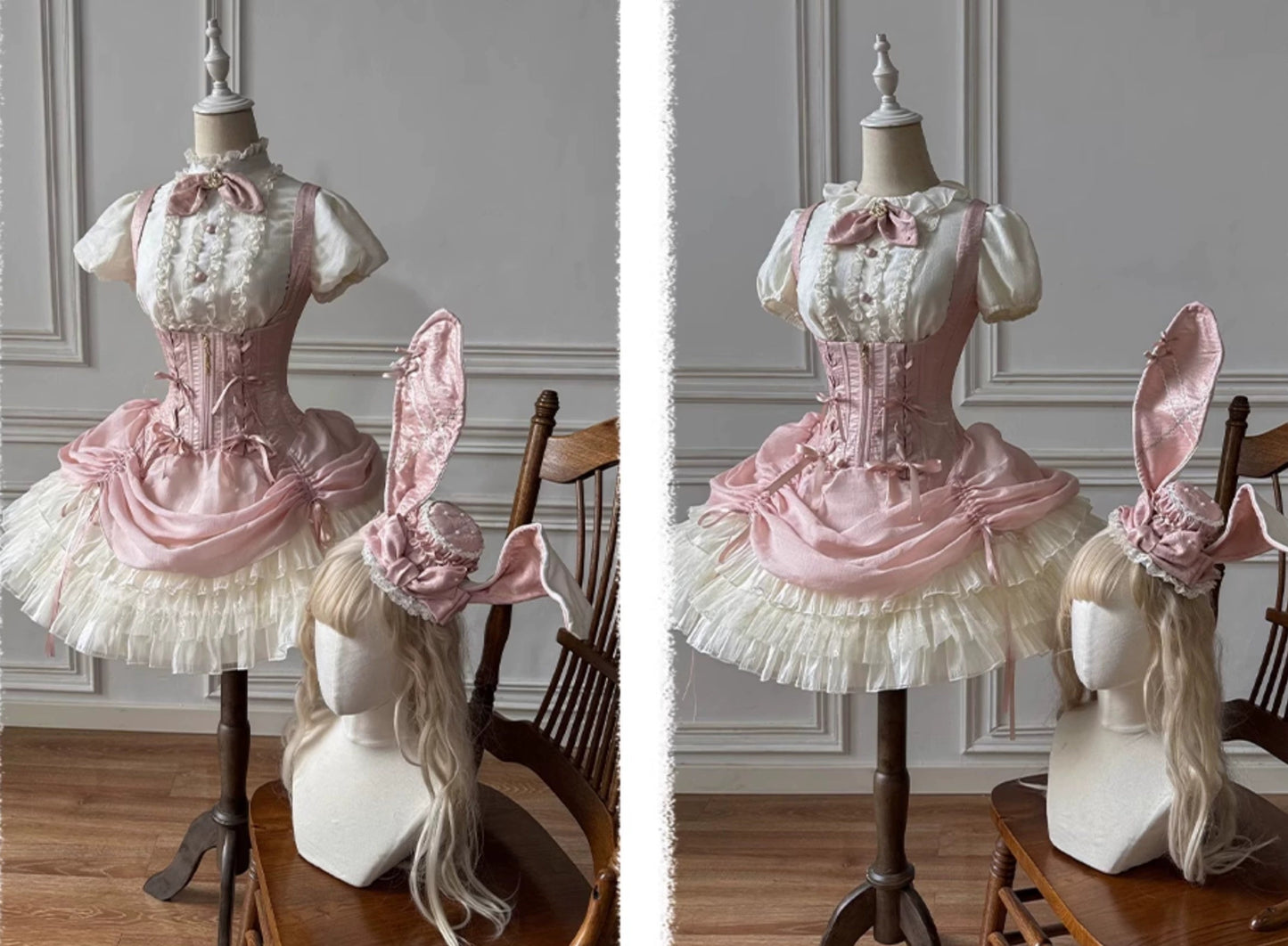 【受注予約6/30まで】Brulee Bunny コルセットジャンパースカートセット・ピンク