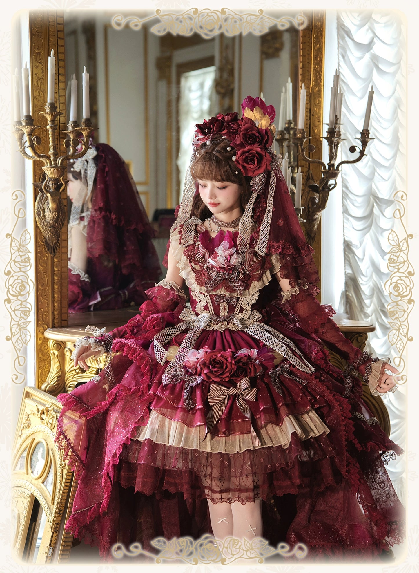 【受注予約8/13まで】Snow Rose Princess トレーン付きドレス・レッド