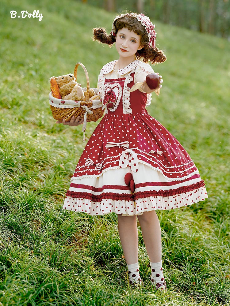 Red Cherry Pie Sweet Loli Polka Dot Jumper Skirt