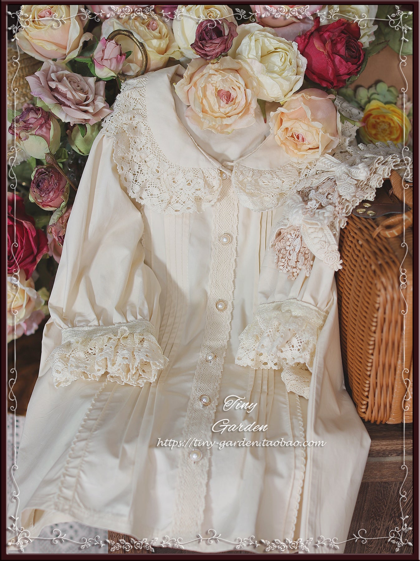 [Pre-order] Retro cotton lace short sleeve blouse