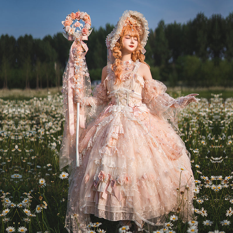 Spring Praise Flower and Lace Princess Dress - Pink