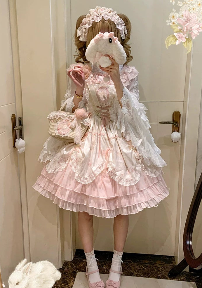 【受注予約8/5まで】Rabbit and Sakura レースのジャンパースカート