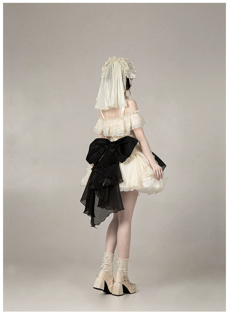 月光変奏曲 エレガントレースアップジャンパースカート・ショート丈