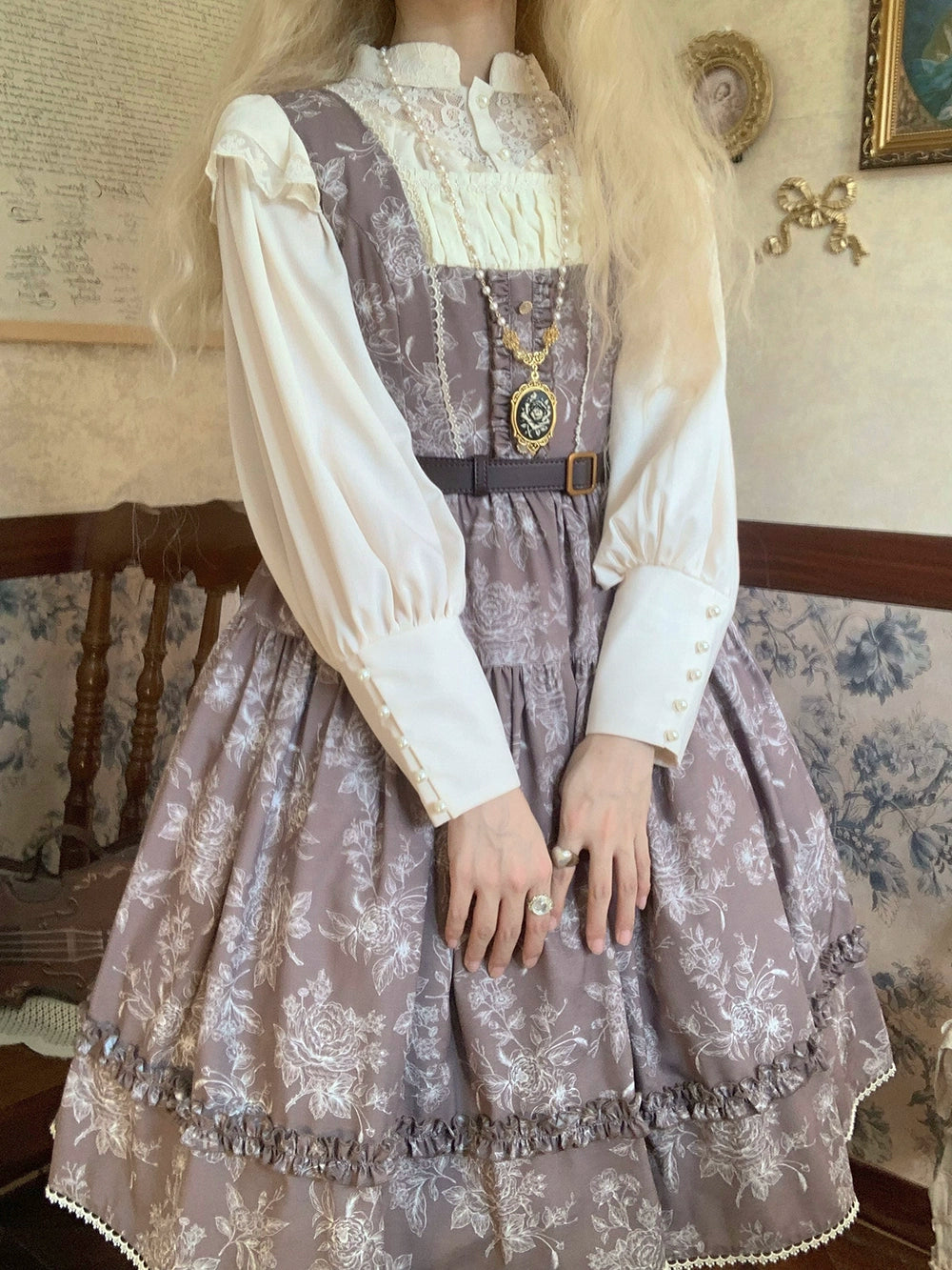 【予約販売】Sketch Wild Rose ジャンパースカート プリントタイプ