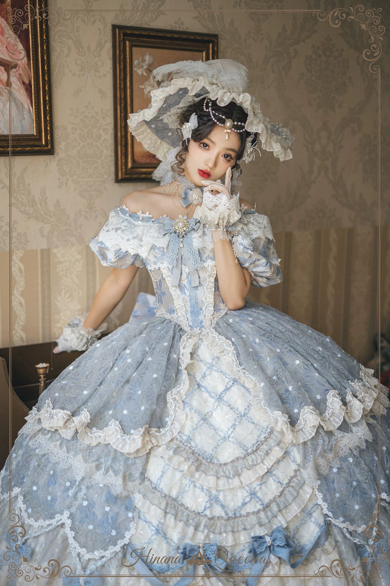 【受注予約9/16まで】Dream Magnifique プリンセスドレス・ロング丈・パステルブルー