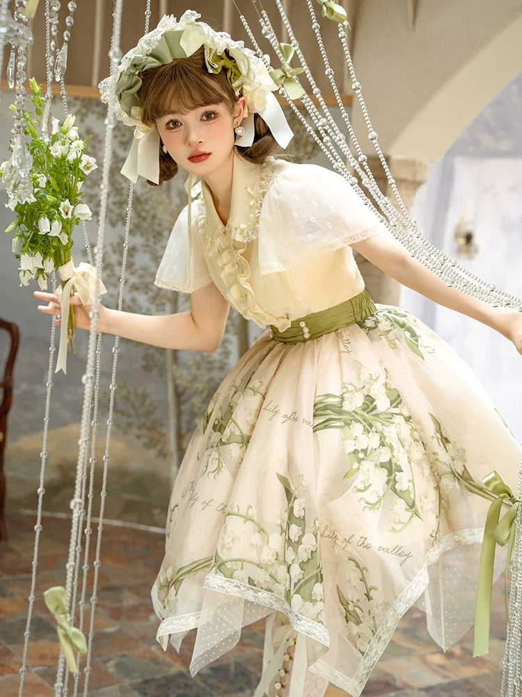 Return of happiness Suzuran print skirt short length
