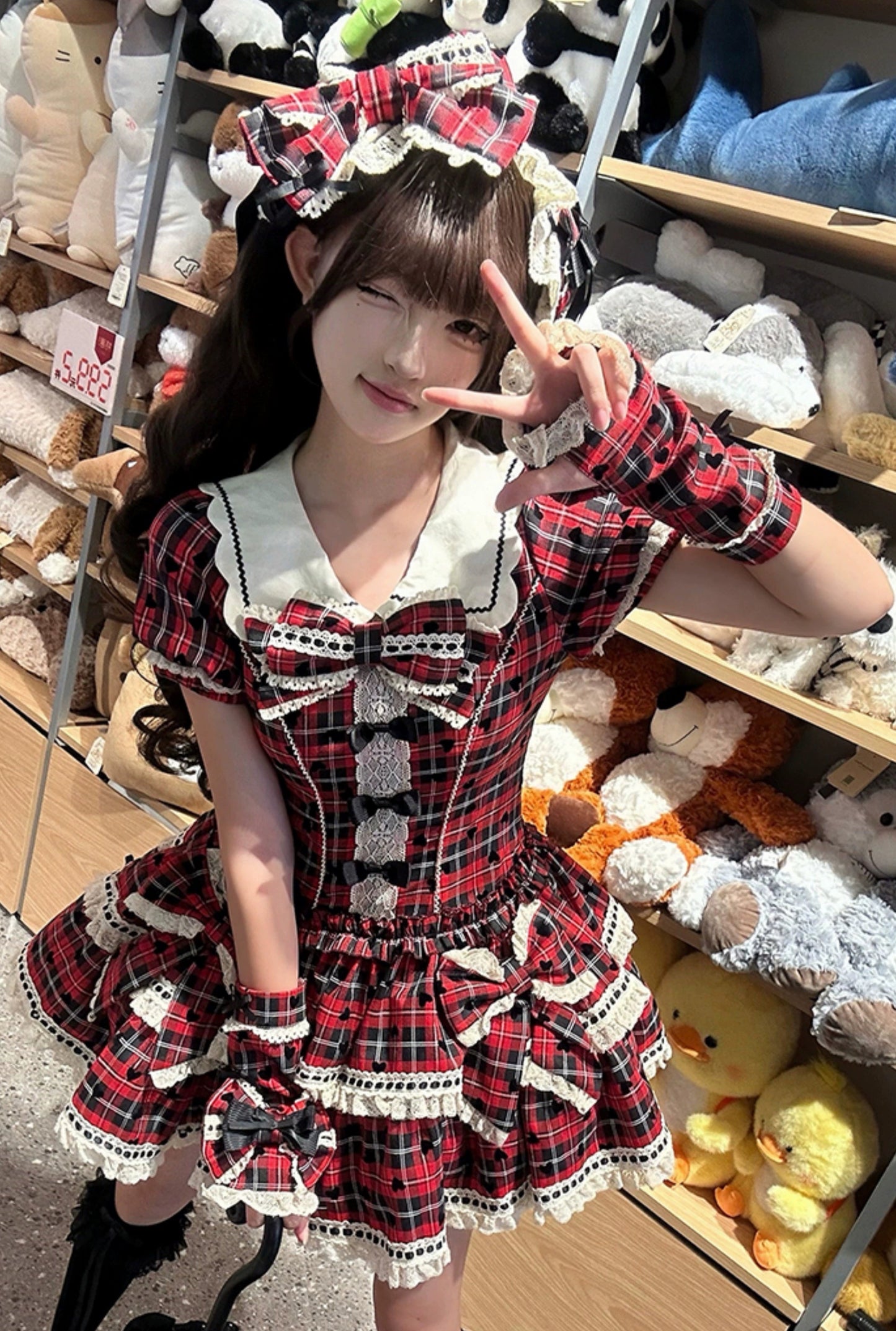 【受注予約8/14まで】Sweet Heart Girl チェックのワンピースとドロワーズ