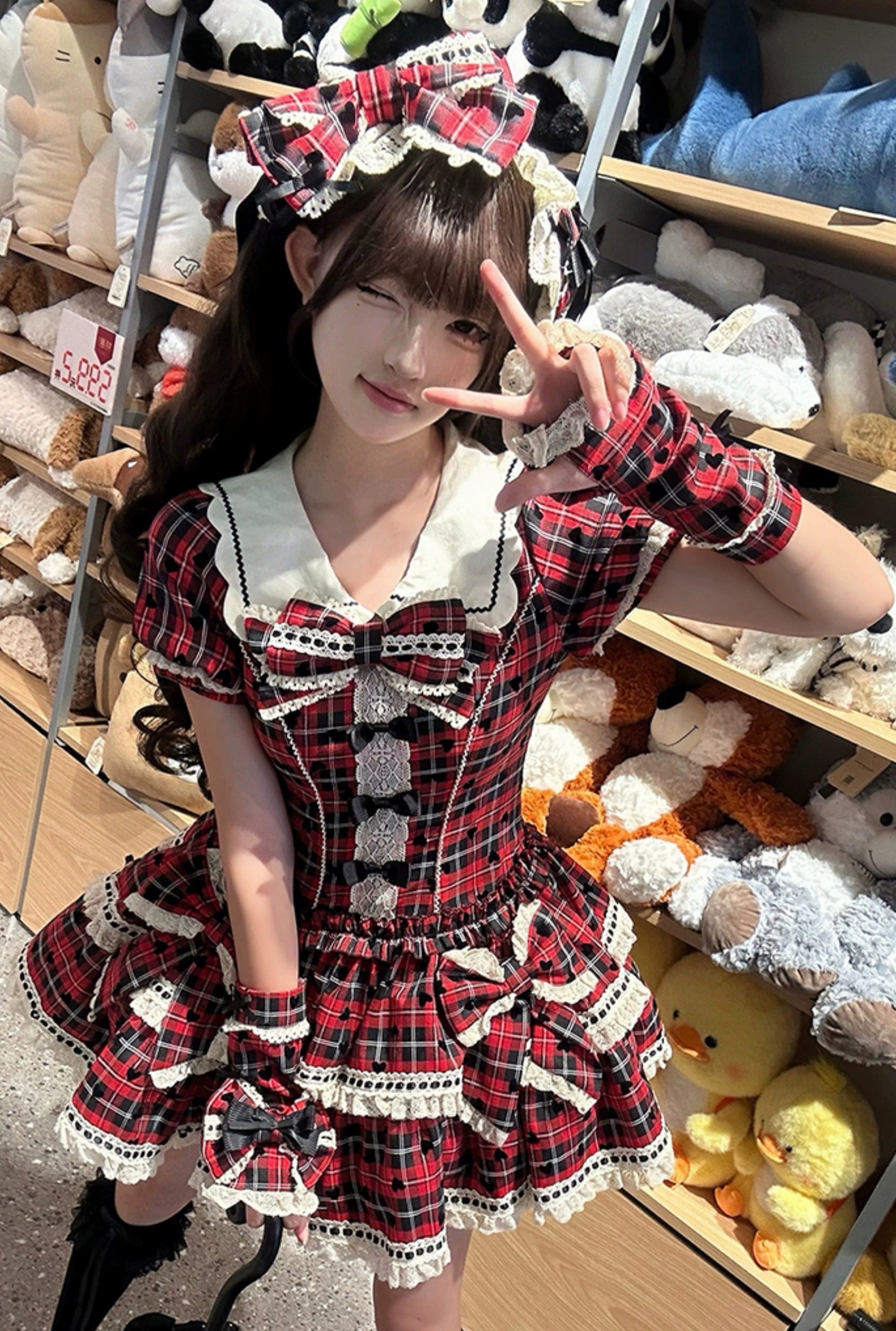 【受注予約8/14まで】Sweet Heart Girl チェックのワンピースとドロワーズ