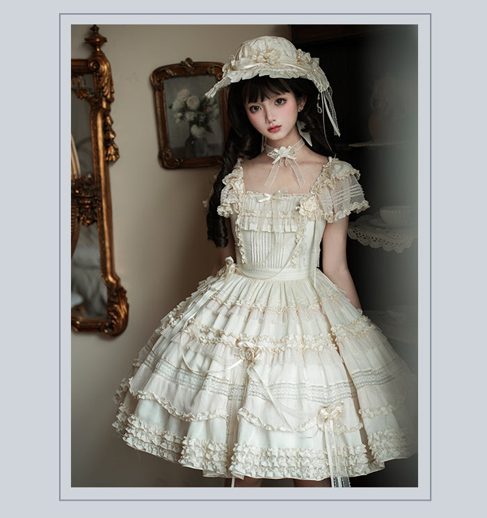 【受注予約4/28まで】Camellia Dream スクエアネックワンピース・ショート丈