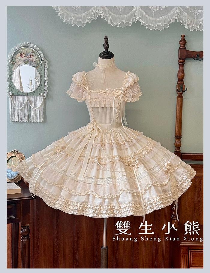 【受注予約4/28まで】Camellia Dream スクエアネックワンピース・ショート丈