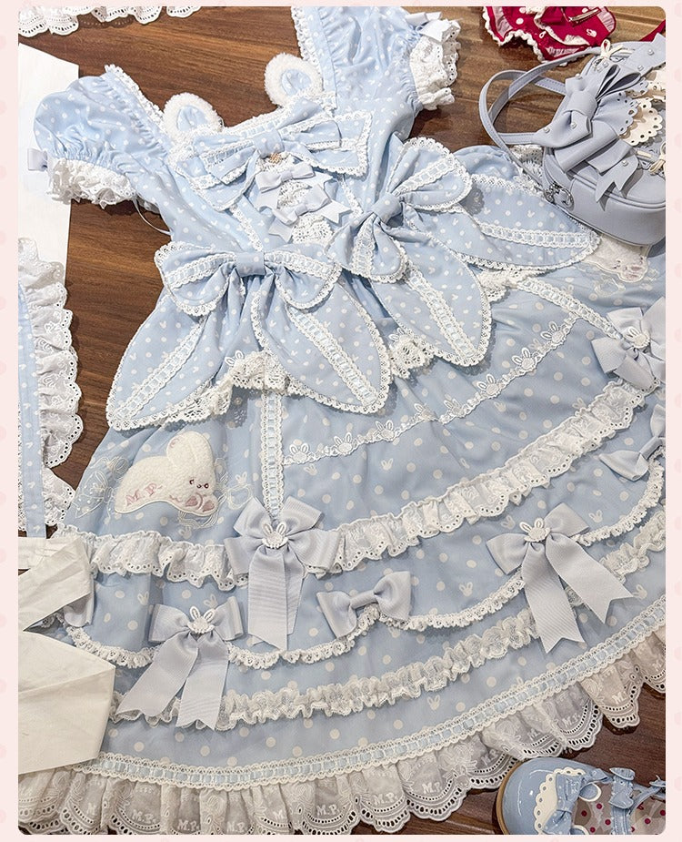 【受注予約6/11まで】Bow Rabbit 水玉ラグジュアリーワンピース