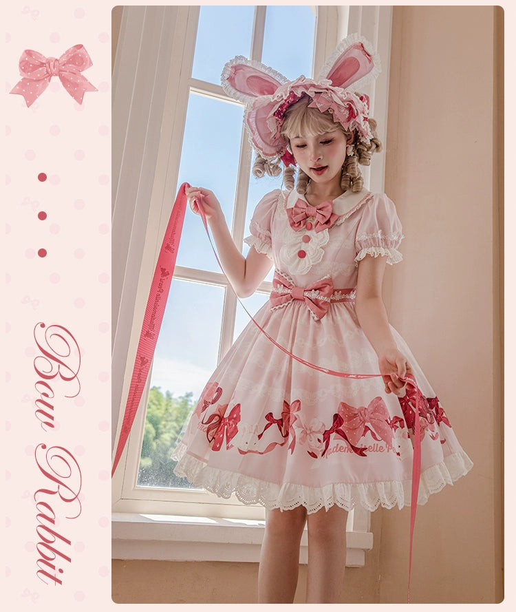 【受注予約6/11まで】Bow Rabbit プリントワンピース