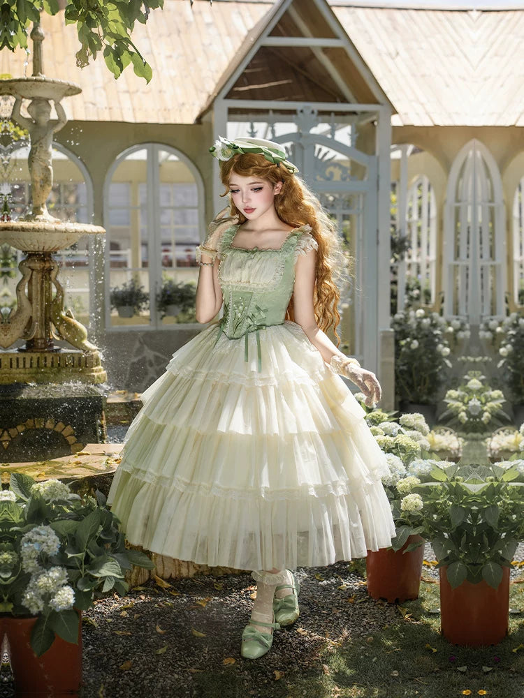 【予約販売】鈴蘭のささやき チュールジャンパースカート・ロング丈