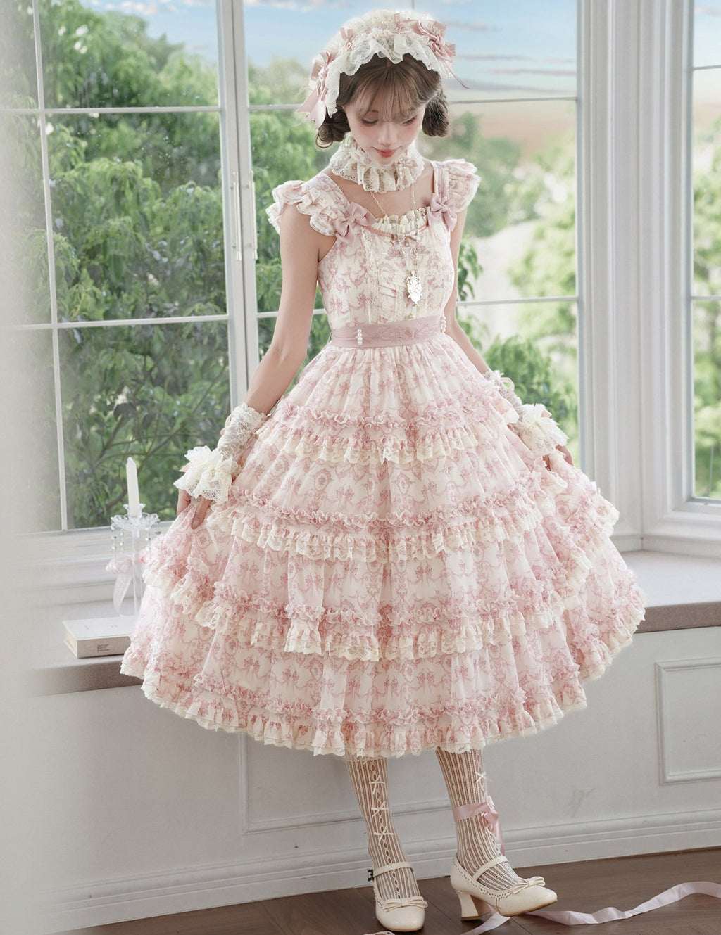 【受注予約9/13まで】Rose Aroma ティアードジャンパースカート