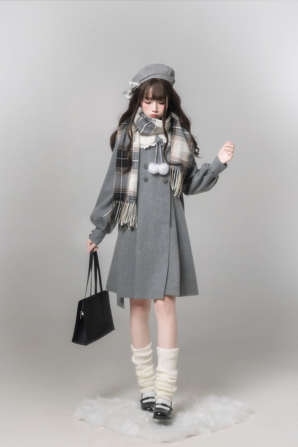 Miss Gray ふわふわ襟付きコート