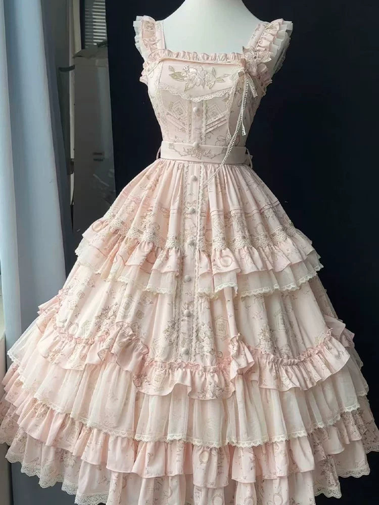 【受注予約9/13まで】Sweet Jasmine ティアードジャンパースカート