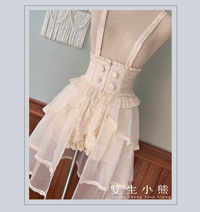 【受注予約4/28まで】Camellia Dream ヴェール付サスペンダーショートパンツ