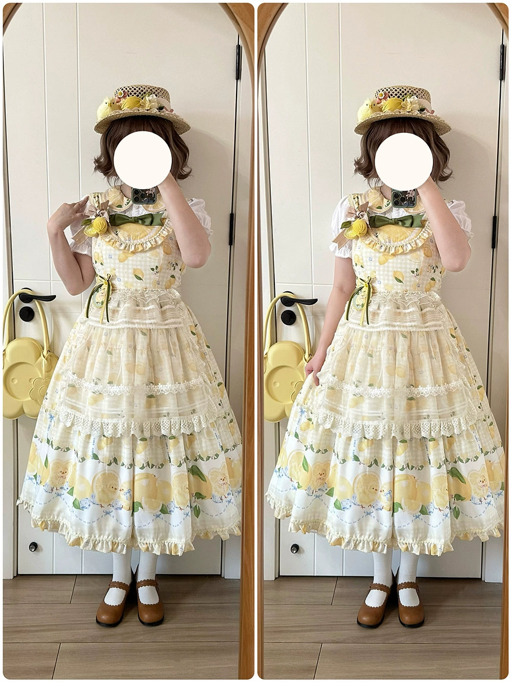 【受注予約5/14まで】Lemon Sweetie プリントジャンパースカート・ロング丈