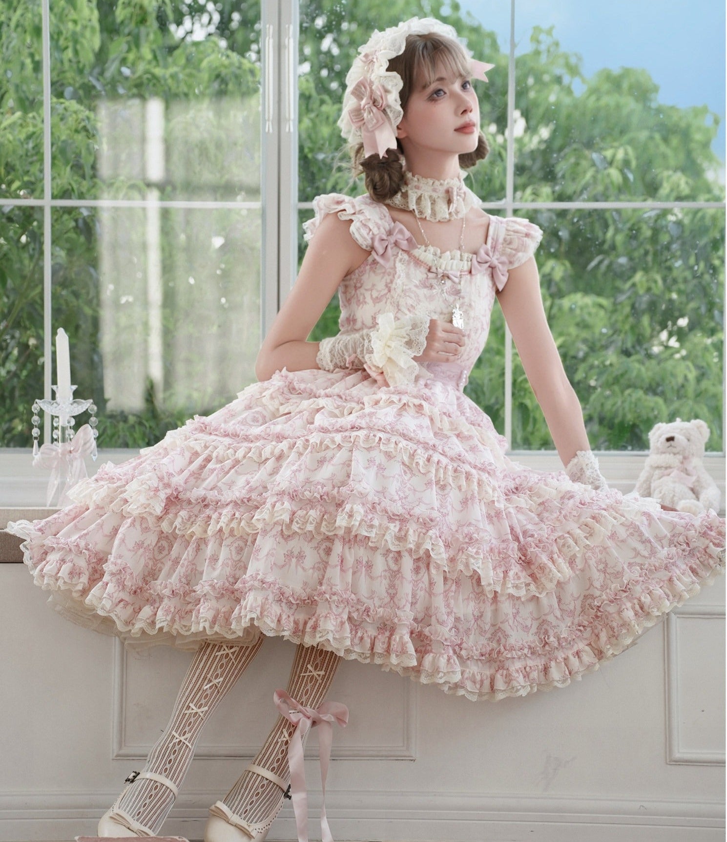 【受注予約9/13まで】Rose Aroma ティアードジャンパースカート