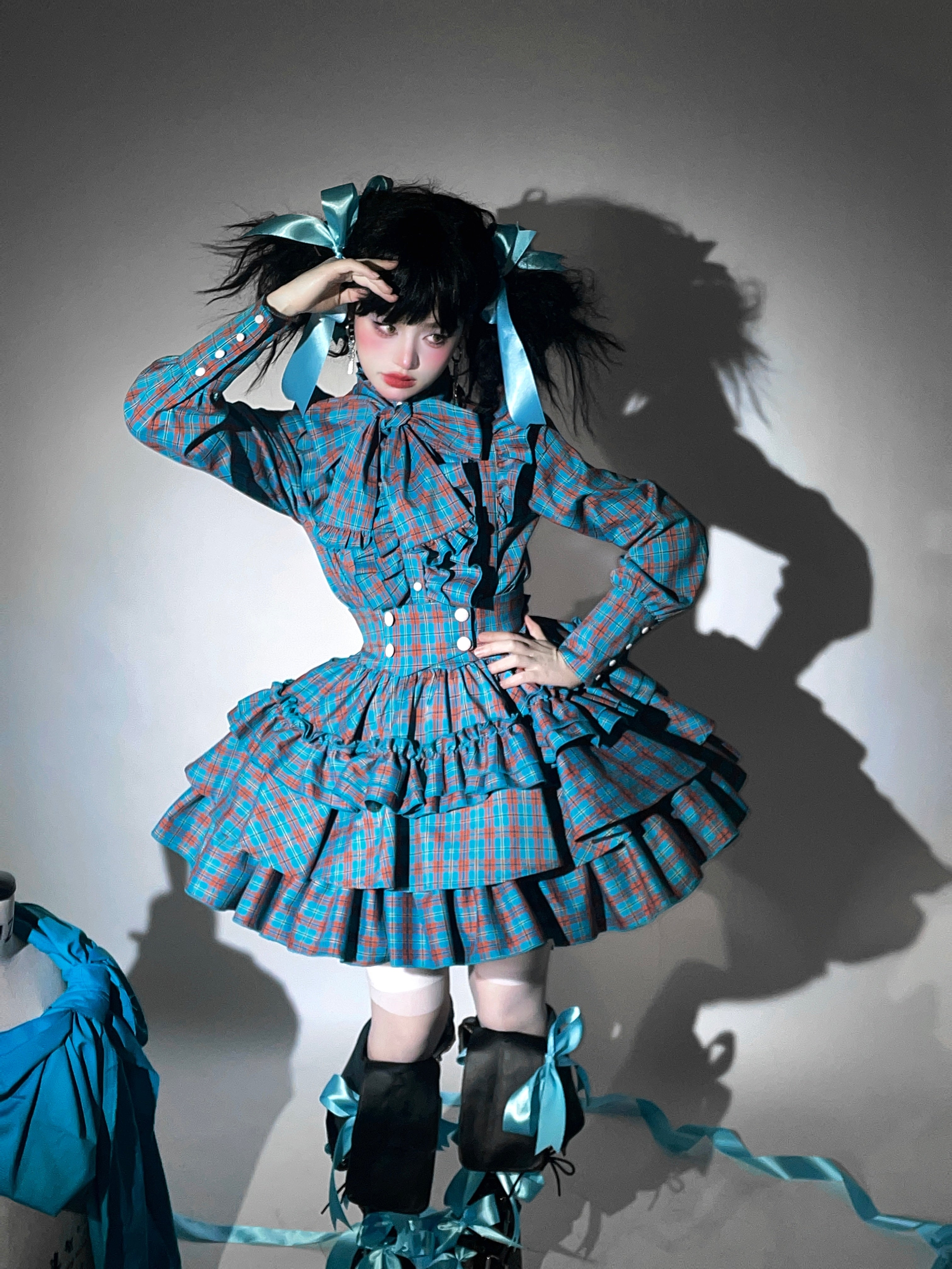 Doll's House リボンタイフリルブラウス チェック柄全4色