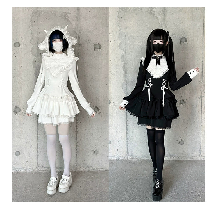 Heart Beat フリルヨークミニ丈ワンピースとペチコート
