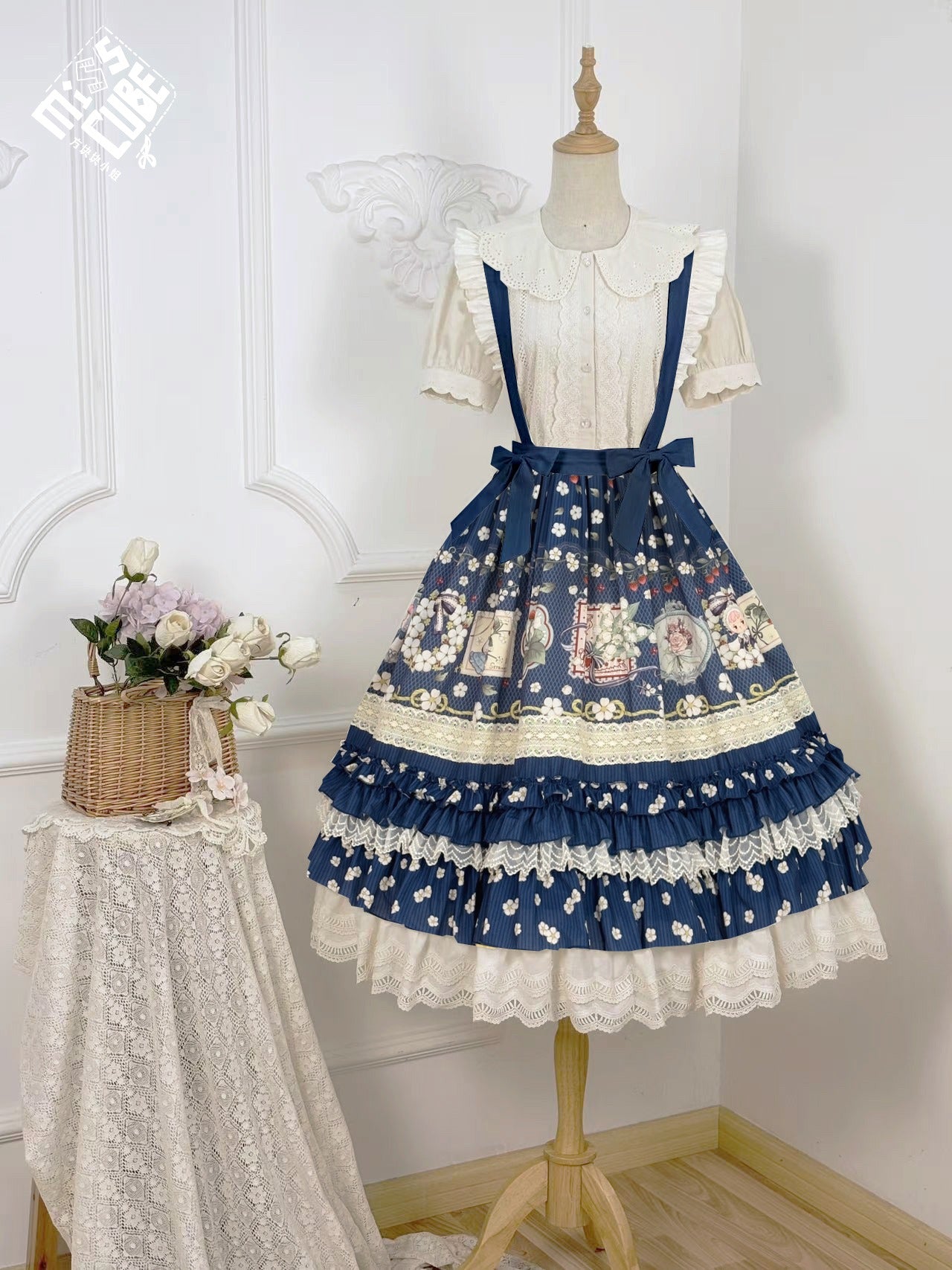 【予約販売】Sweetie Sheep ショルダーストラップ付きスカート・プリントタイプ