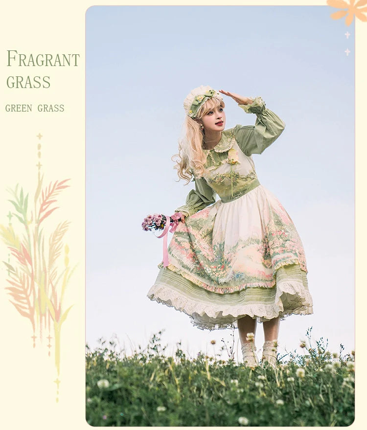 [Sales Period Ended] Fragrant Grass Round Collar Cotton Blouse