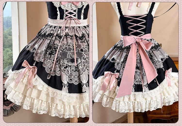 【再販・受注予約12/23まで】Lace Figure プリントジャンパースカート