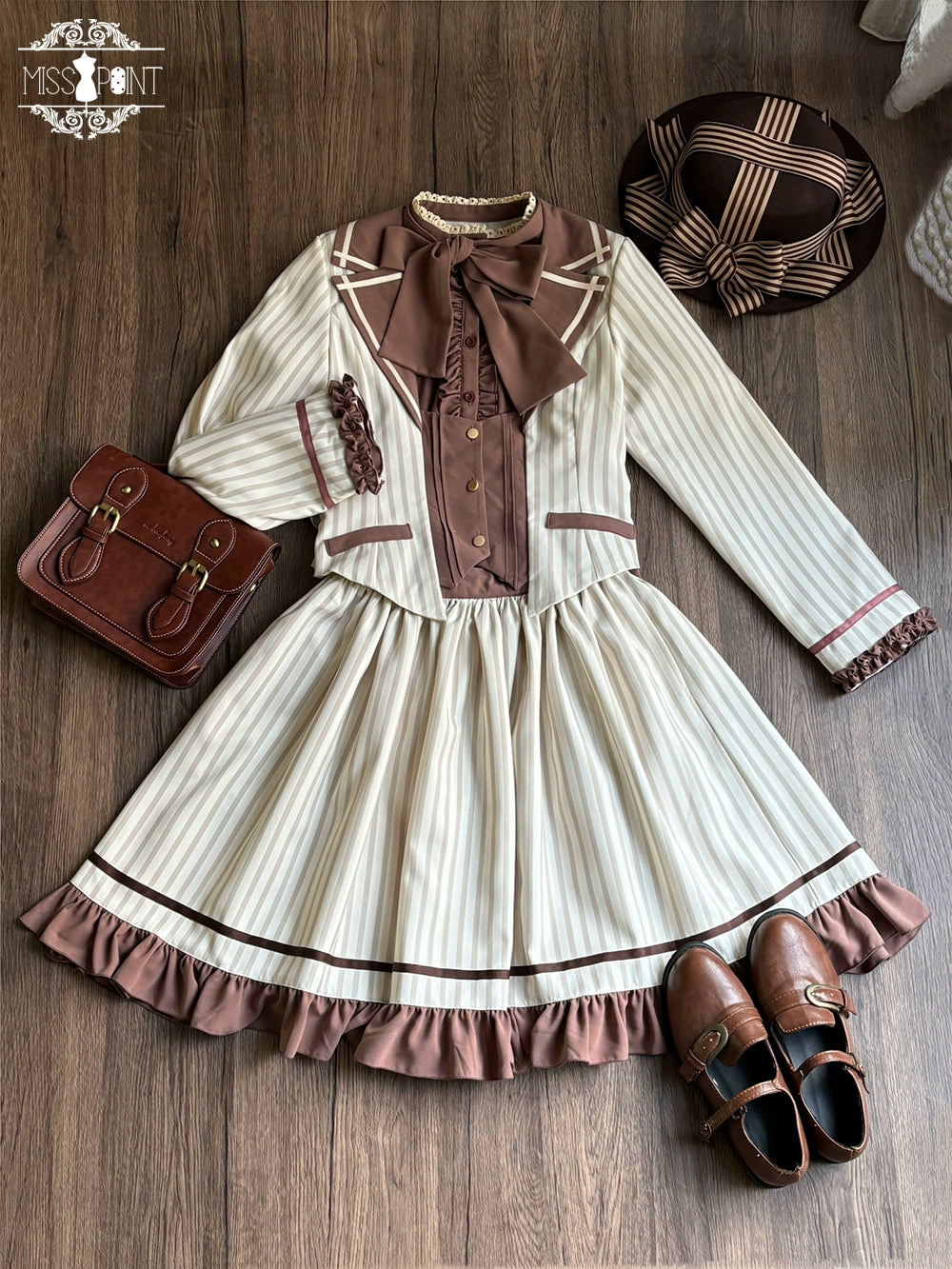 【予約販売】Classic Chocolat Stripe ストライプスカート・ショート丈