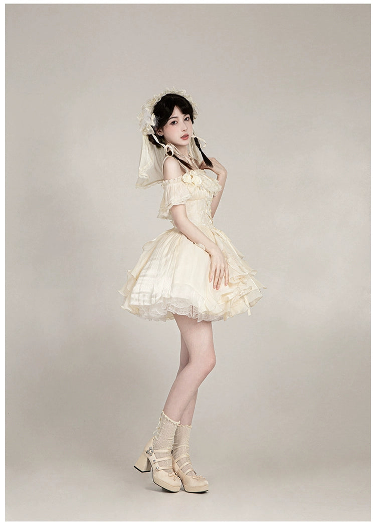 月光変奏曲 エレガントレースアップジャンパースカート・ショート丈