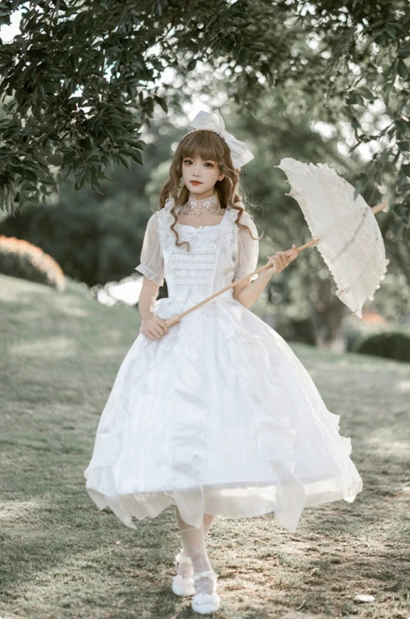 White Wings Irregular Frill Fairy Dress