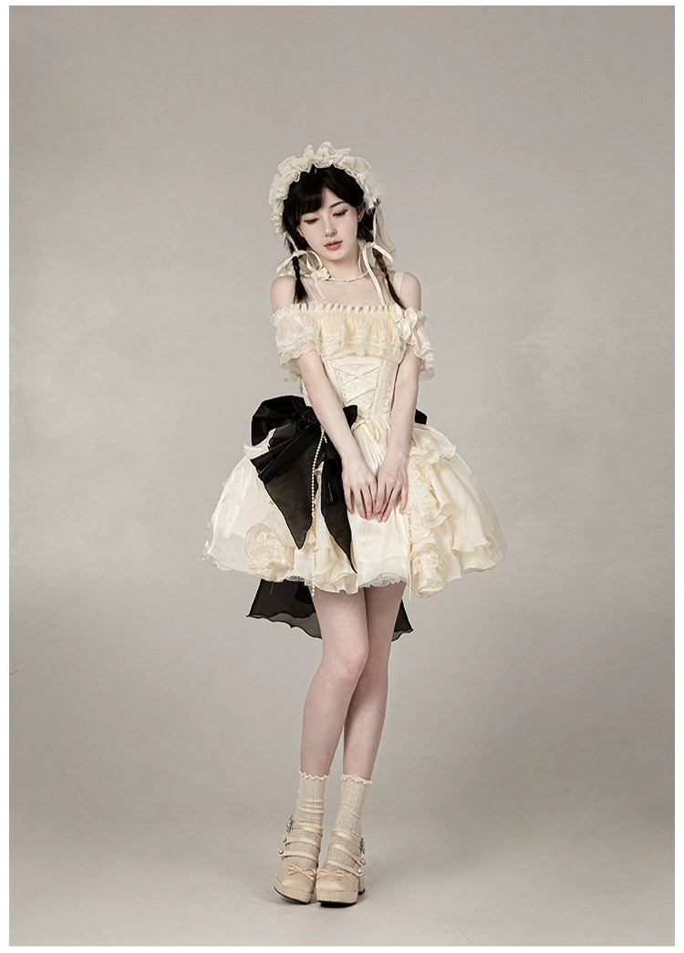 月光変奏曲 エレガントレースアップジャンパースカート・ショート丈