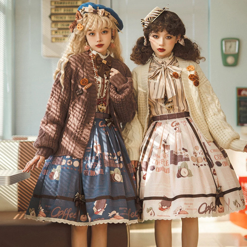 【予約販売】Coffee Break チョコレートプリントスカート