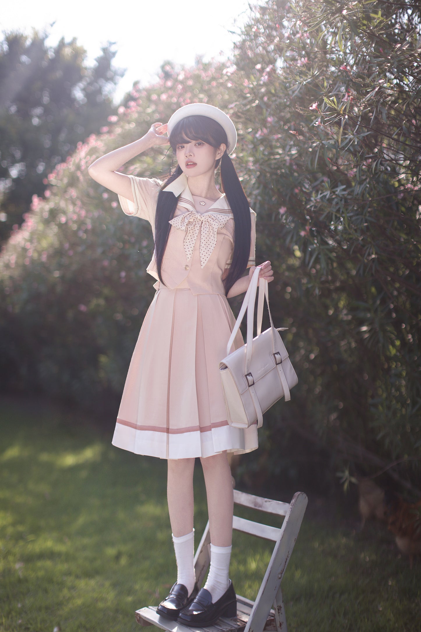 初桜 リボンタイ付きセーラーカラートップス