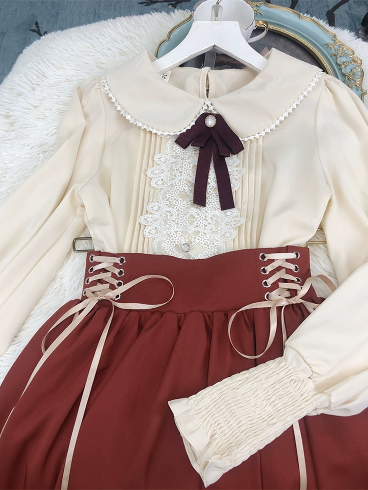 Lady-style retro classical setup [Long sleeve type] Total 5 colors