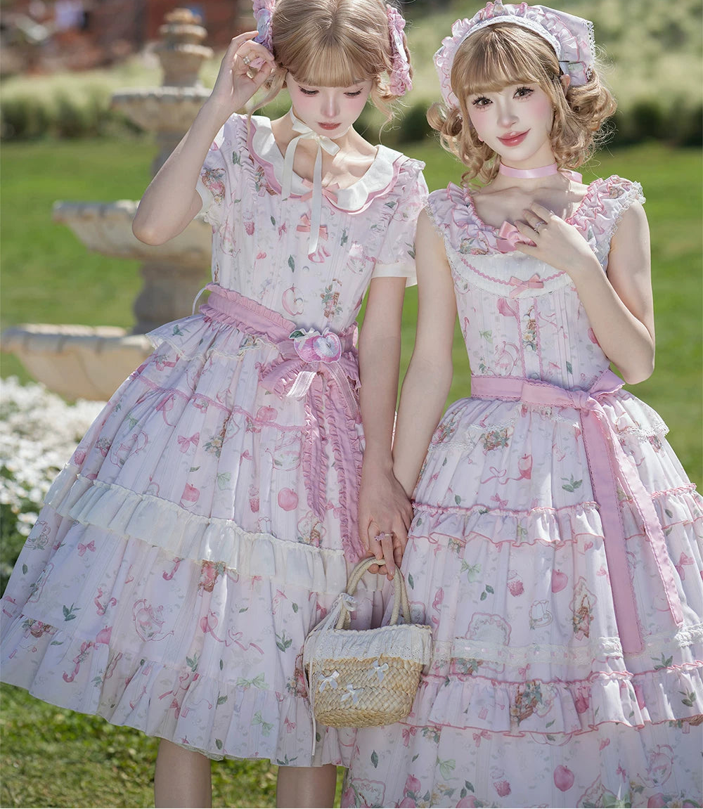 【受注予約9/2まで】Natural Apple Tea ガーデンワンピース・ピンク