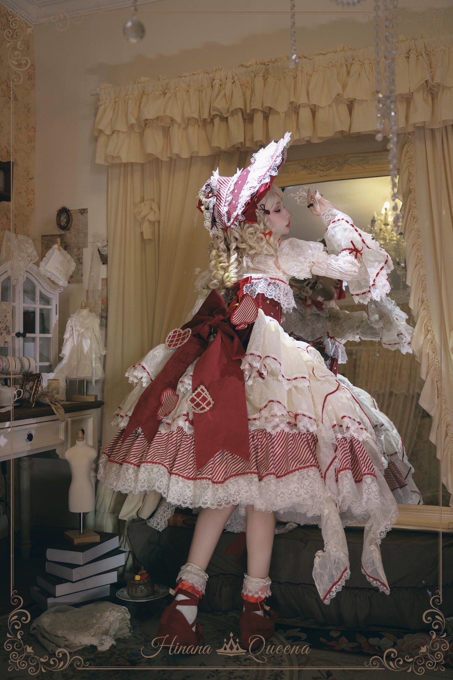 【新色・受注予約8/8まで】Dream Alice ラグジュアリーセットアップ／クイーンレッド／ロング丈