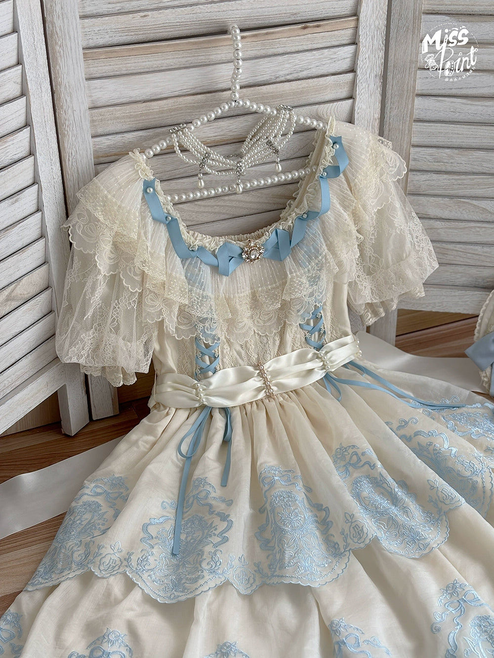 【受注予約9/25まで】Noble Garden 付け袖付き刺繍ワンピース