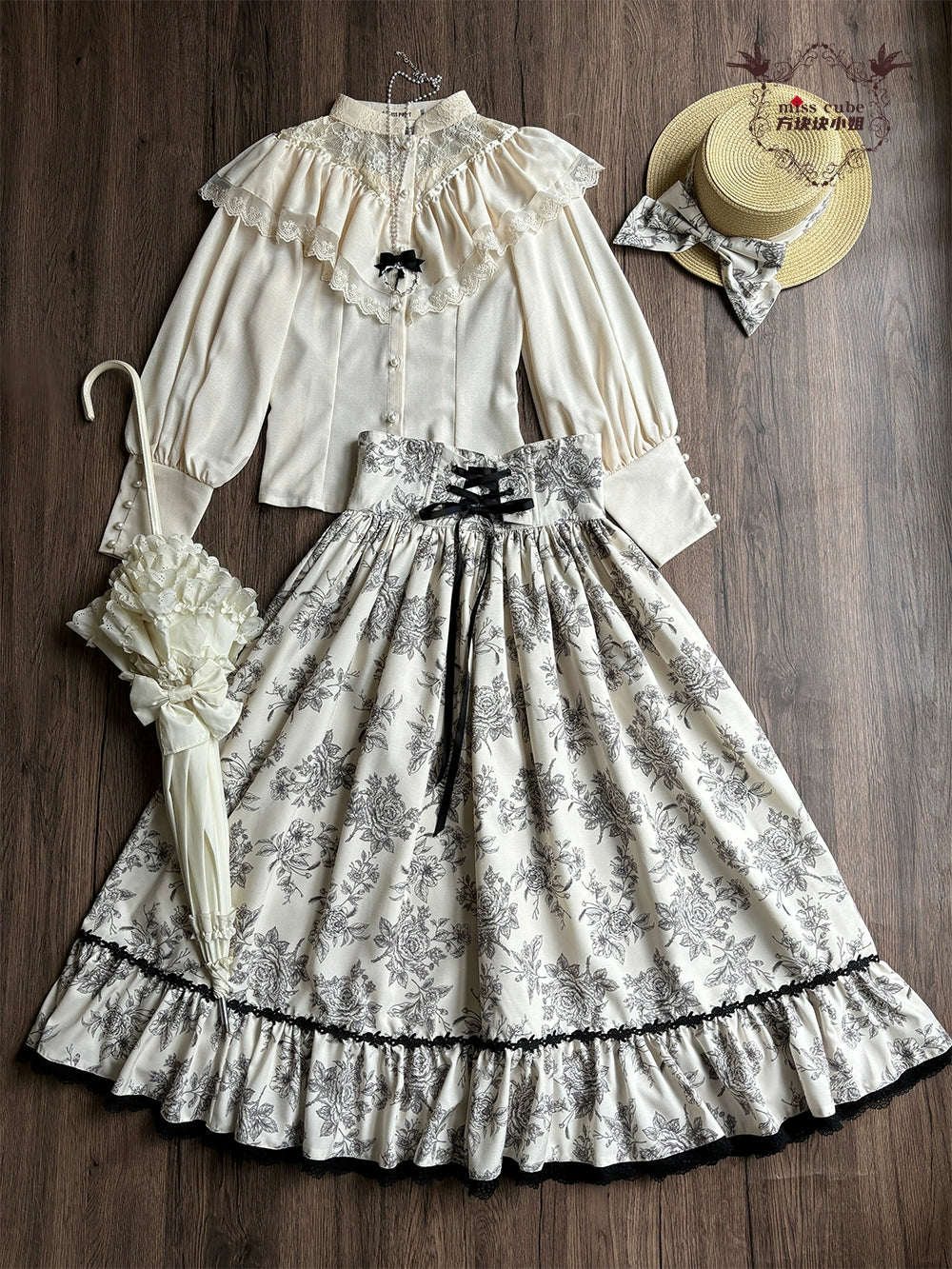 【予約販売】Sketch Wild Rose ハイウエストスカート プリントタイプ