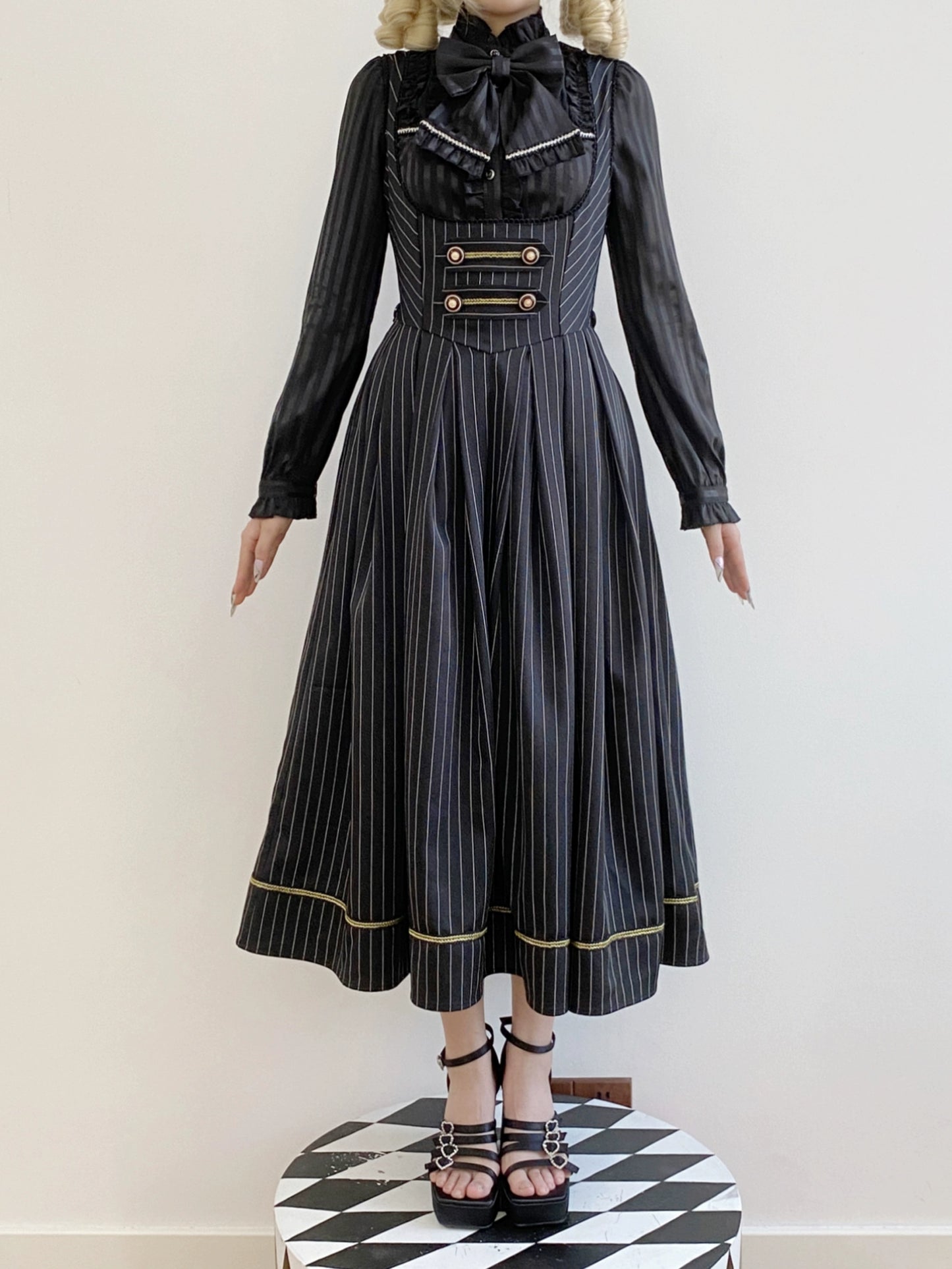 [Pre-orders available until 9/29] Bright Moon Corset Jumper Skirt Stripe [Black]