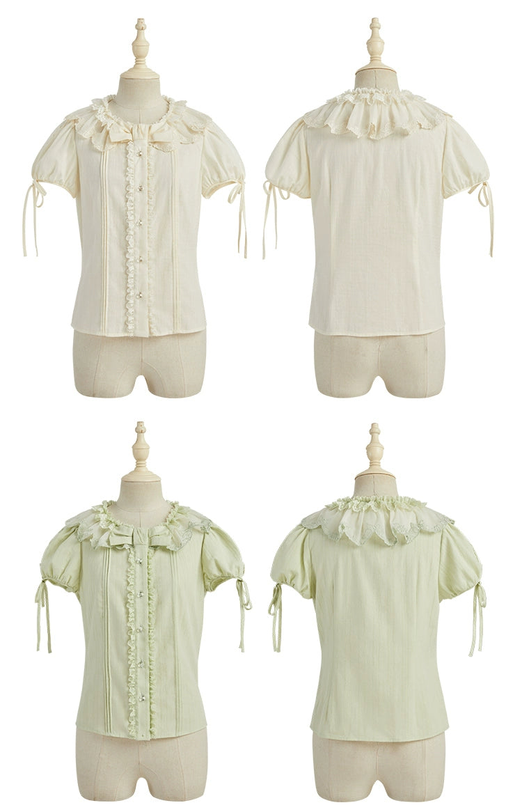 【受注予約7/16まで】Limone Town カントリー風半袖ブラウス