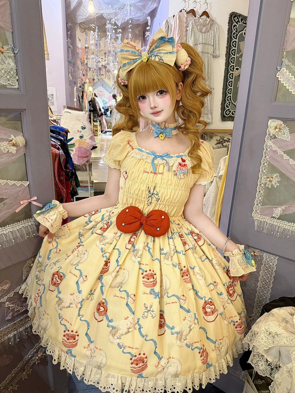【 予約販売】Sweet Cherry Cat ワンピース