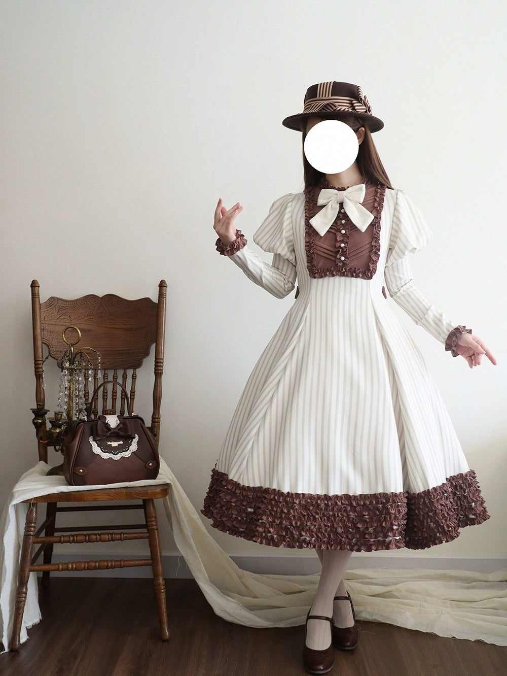 [Pre-orders available until 12/4] Classic Chocolat Stripe Long Dress